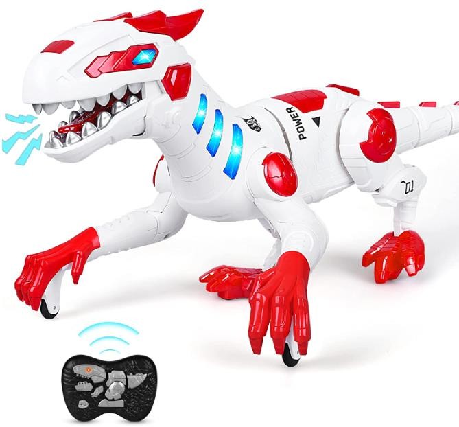 Remote Control Dinosaur Boys Toys, RC Walking Robot Dinosaur Toy for Kids 3-5, 2.4Ghz Rechargeable Dinosaur with Realistic Roar Sound & LED Light, Birthday Gifts for Age 4 5 6 7 8-12 Years Old Girls