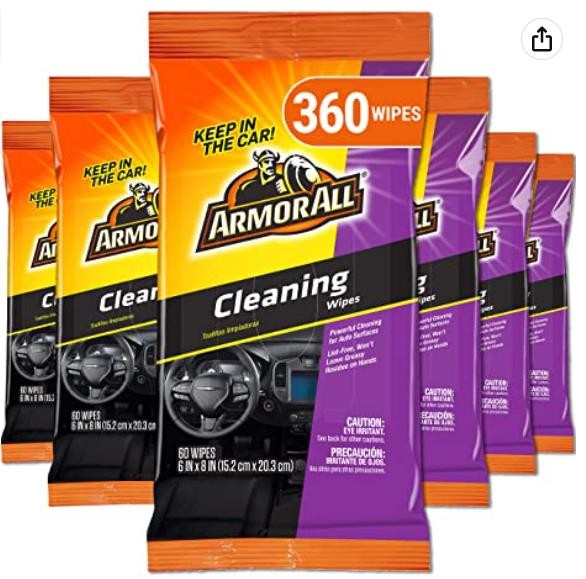 Interior Car Cleaning Wipes by Armor All, Car Wipes for Dirt and Dust, 60 Count Each, 6 Pack