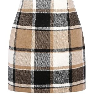 IDEALSANXUN Womens High Waist Plaid Skirt Bodycon Pencil Wool Mini Skirts