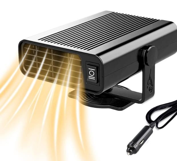 Car Heater, 12V 150W Portable Car Fans Heater Fans for Car Fast Heating Defrost Defogger Demister 2 in 1 Cooling& Heating Plug in Cigarette Lighter with 360 Degree Rotary Base (Black)