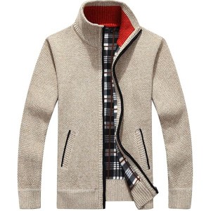 Yeokou Men's Shawl Collar Cardigans Slim Fit Button Cable Knit Black Sweater Pockets