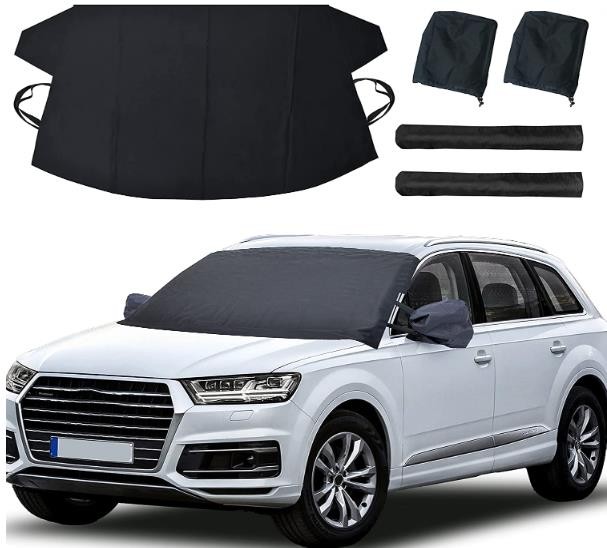 EcoNour Snow Cover - Black (XL) with Side Mirror Cover + Wiper Cover | 600D Oxford Fabric Frost Cover for All Weather | Durable Mirror & Wiper Cover, Sag-Proof Snow Cover for Winter Protection
