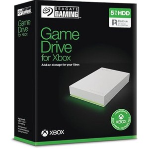 Seagate Game Drive for Xbox, 5TB, External Hard Drive Portable, USB 3.2 Gen 1, White with Built-in Green LED bar, Xbox Certified, 2 Year Rescue Services (STKX5000100)