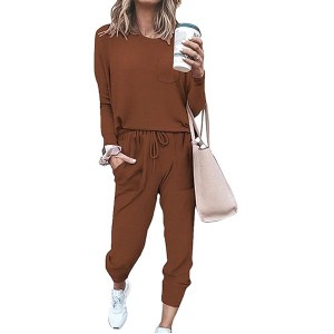 Bofell Lounge Sets for Women Two Piece Travel Outfits Sweatsuits 2 Piece Fashion 2024 Trendy Pajamas