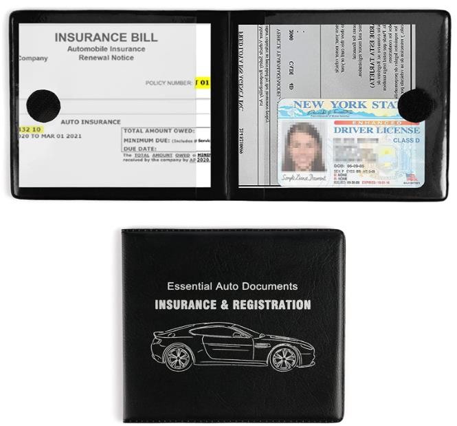 UYYE Auto Car Essential,Car Registration and Insurance Card Documents Holder2-Pack,Car Interior Accessories for Car,Truck,SUV and Other Vehicle,Case Wallet for Car Documents Organizer(Black)