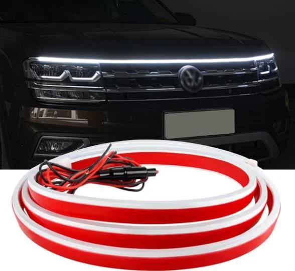 Car Hood LED Strip Lights, 71 Inch Flexible Headlights Waterproof Exterior Car Led Light Daytime Running Light Strips Hood Light for Car, Truck (White)