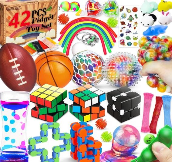(42 Pcs) Fidget Toys Pack, Party Favors Carnival Treasure Classroom Prizes Small Mini Bulk Sensory Figit Toys Set for Boys Girls Kids Adults, Stress Relief & Anxiety Relief Tools Autistic ADHD Toys