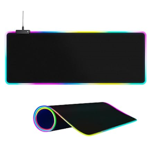 Large RGB Gaming Mouse Pad -15 Light Modes Touch Control Extended Soft Computer Keyboard Mat Non-Slip Rubber Base for Gamer Esports Pros 31.5X11.8 in