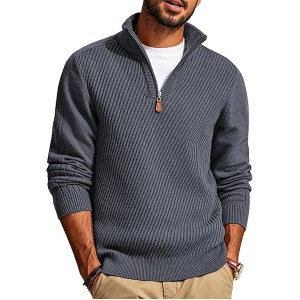 PJ PAUL JONES Mens Quarter Zip Pullover Sweaters Casual Slim Fit Knit Texture Sweater
