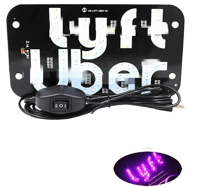 Ride Share LED Sign Decor, Car Lighted Window Decor Lighter Flashing Hook with Suction Cup & DC12V Car USB Charger Inverter, Make Your Car Visible (Pink)